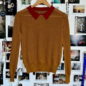 Vintage Knit Sweater w/collar S